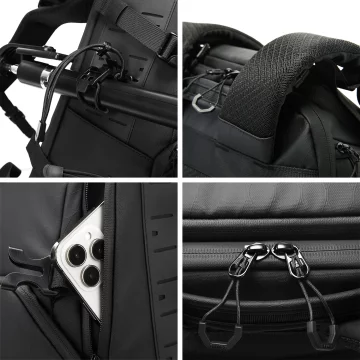 Bange wasserdichter Rucksack für 15,6-Zoll-Laptop, Stadtreisender, 45 x 30 x 16 cm, für Arbeit, Flugzeug, Herren, Damen, mit USB-Anschluss Schwarz