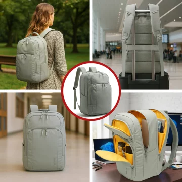 Voděodolný batoh Bange 23L na notebook 16,4" – prostorný a pohodlný, odolný a prodyšný, do města i na cesty, do práce i do letadla, unisex – šedý