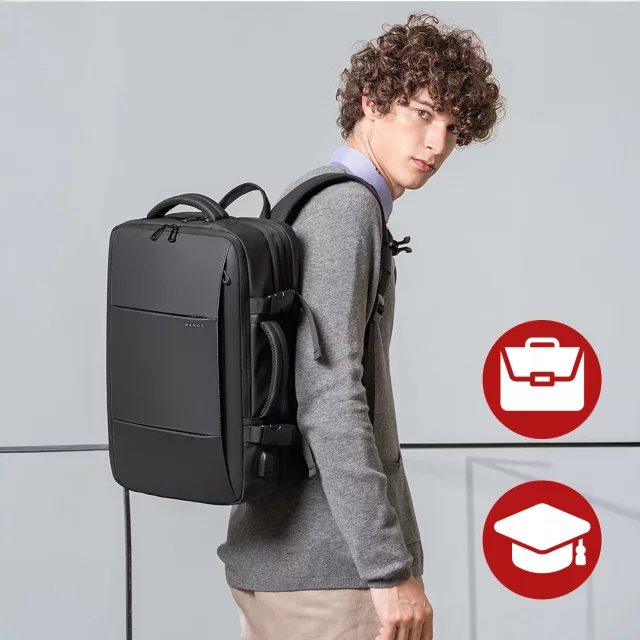 Cestovní batoh Bange BackPack business rozšiřitelný batoh Prostorná taška na 17,3" notebook s USB portem Černá