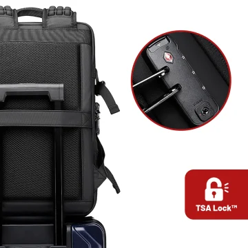 Voděodolný batoh na notebook Bange pro cestování po městě 46x30,5x20 cm s možností rozšíření pro práci v letadle pro muže i ženy s vakuovou přihrádkou a vakuovou pumpou, černý