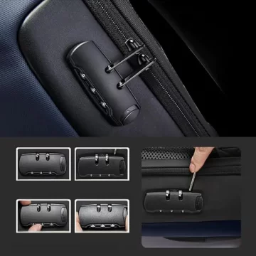 Bange Wasserdichter Diebstahlsicherer Rucksack für 15,6"-Laptops, ideal für Stadtreisen, 48 x 30 x 16 cm, für Arbeit und Flugreisen, für Damen und Herren, mit USB-Anschluss und Zahlenschloss, Marineblau