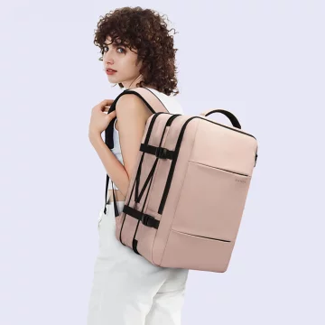 Bange Rucksack Reiserucksack, erweiterbarer Business-Rucksack, geräumige Tasche für 17,3"-Laptops mit USB-Anschluss, Pink