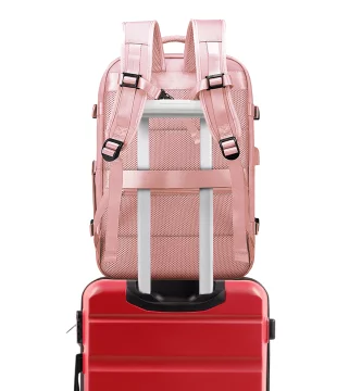 Bange Wasserdichter Rucksack für Laptops bis 15,6 Zoll, 46 x 31,5 x 20 cm, ideal für Stadt, Reisen, Arbeit und Flugreisen, mit USB-Anschluss, Pink