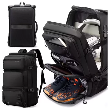 Bange 30L wasserdichter, diebstahlsicherer Rucksack, ideal für Stadt und Reisen, 51 x 32 x 20 cm, für Arbeit und Flugreisen, für Damen und Herren, mit Zahlenschloss und abnehmbarer Tasche, Schwarz