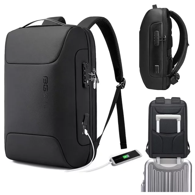 Anti-theft backpack Bange waterproof for laptop up to 15.6" multifunctional Black