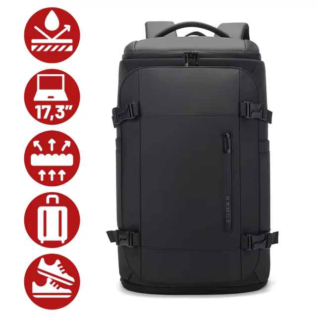 Bange Waterproof Backpack for Laptop 15.6" City Travel 45x30x16 cm for Work Airplane Men's Women's with USB Port Black
