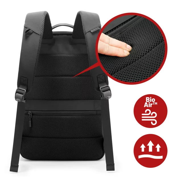 Bange 23L Waterproof Backpack for 16.4" Laptop – Roomy and Comfortable, Resistant and Breathable, City and Travel for Work and Airplane, Unisex – Black