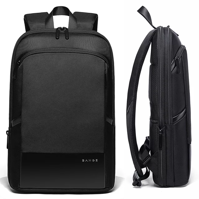 Bange wasserdichter Rucksack für 15,6-Zoll-Laptop, Stadtreisender, 45 x 30 x 16 cm, für Arbeit, Flugzeug, Herren, Damen, mit USB-Anschluss Schwarz