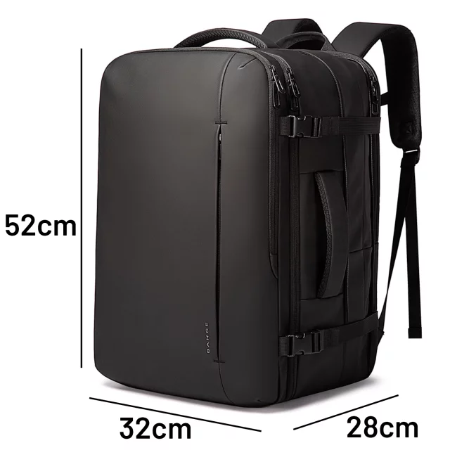 Bange wasserdichter Rucksack für 15,6-Zoll-Laptop, Stadtreisender, 45 x 30 x 16 cm, für Arbeit, Flugzeug, Herren, Damen, mit USB-Anschluss Schwarz