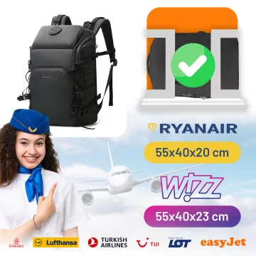 Bange voděodolný batoh na 15,6" notebook, městský cestovatel, 45x30x16 cm, do práce, do letadla, pánské, dámské, s USB portem Černá