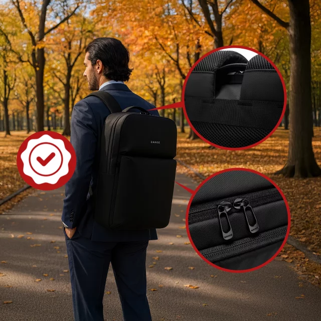 Bange Waterproof Backpack for Laptop 15.6" City Travel 45x30x16 cm for Work Airplane Men's Women's with USB Port Black