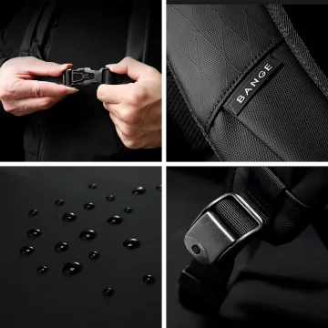 Voděodolný batoh Bange 26L pro notebooky do 15,6" – prostorný a pohodlný, odolný a prodyšný, do města i na cesty, do práce i do letadla, unisex – černý