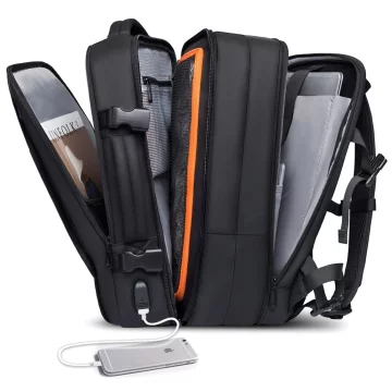 Reiserucksack Bange BackPack Business erweiterbarer Rucksack Geräumige Tasche für 17,3-Zoll-Laptop mit USB-Anschluss Schwarz