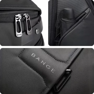 Bange Waterproof Backpack Laptop Bag 15.6" City Travel 46x30x19 cm for Work School Plane Men's Women's Black