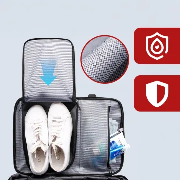 Voděodolný batoh na notebook Bange pro cestování po městě 46x30,5x20 cm s možností rozšíření pro práci v letadle pro muže i ženy s vakuovou přihrádkou a vakuovou pumpou, černý