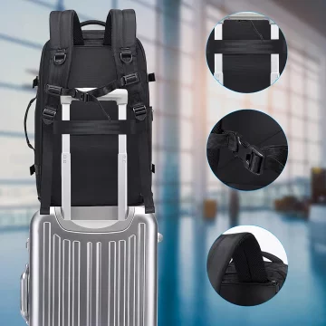 Bange Wasserdichter Rucksack für Laptops bis 17 Zoll, 47 x 29 x 17 cm, für Stadtreisen, Arbeit und Flugreisen, für Damen und Herren, mit 3 Fächern, Schwarz