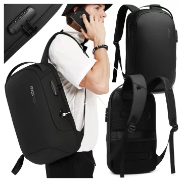 Bange wasserdichter Rucksack für 15,6-Zoll-Laptop, Stadtreisender, 45 x 30 x 16 cm, für Arbeit, Flugzeug, Herren, Damen, mit USB-Anschluss Schwarz