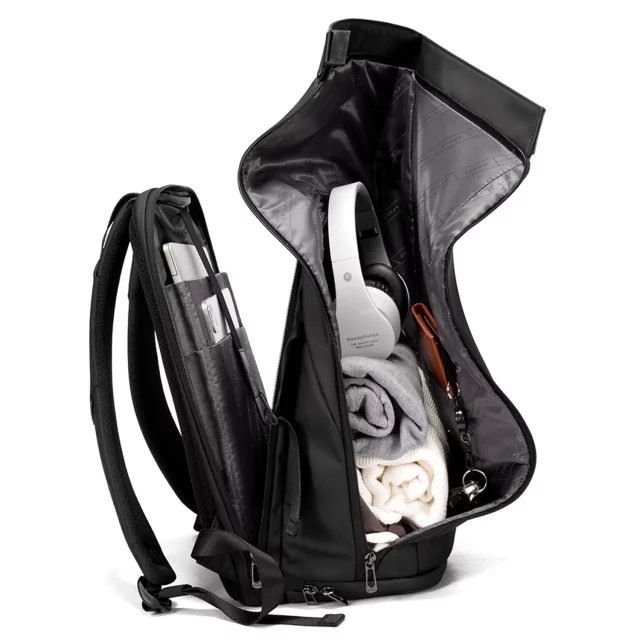 Bange wasserdichter Rucksack für 15,6-Zoll-Laptop, Stadtreisender, 45 x 30 x 16 cm, für Arbeit, Flugzeug, Herren, Damen, mit USB-Anschluss Schwarz