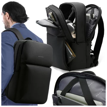 Bange Waterproof Backpack for Laptop 15.6" City Travel 45x30x16 cm for Work Airplane Men's Women's with USB Port Black