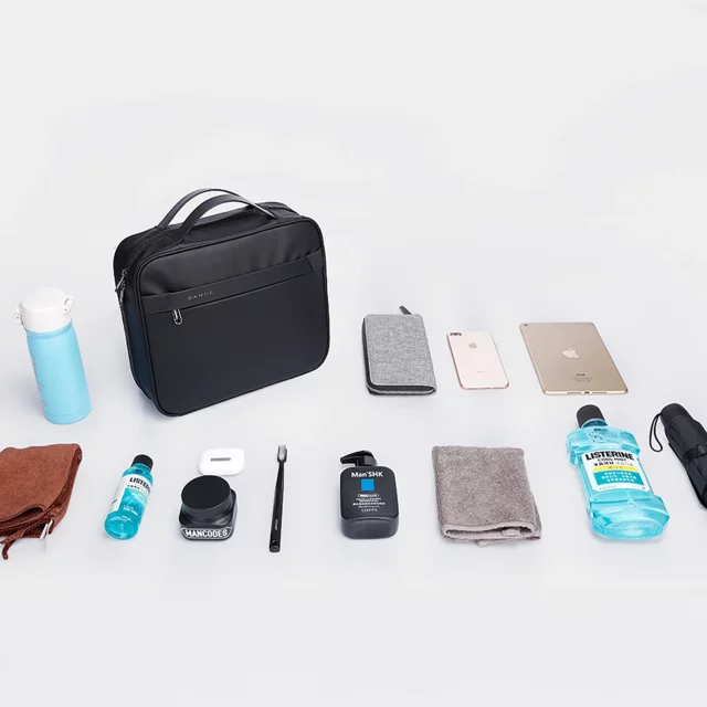 Bange Waterproof Cosmetic Bag 30x26x10 cm Foldable for Cosmetics Accessories Travel Women's Men's Black