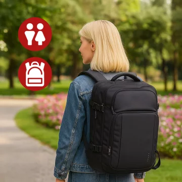 Bange Waterproof Backpack for Laptop 15.6" City Travel 45x30x16 cm for Work Airplane Men's Women's with USB Port Black