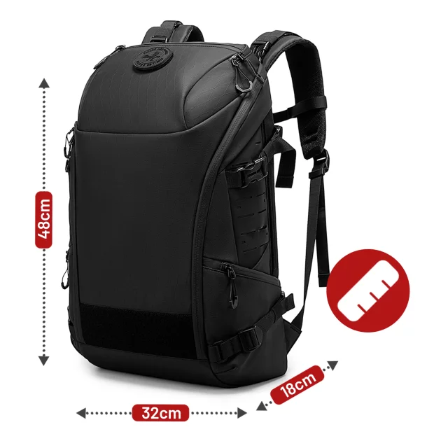 Voděodolný batoh Bange 22L pro notebooky do 15,6" – prostorný a pohodlný, odolný a prodyšný, do města i na cesty, do práce i do letadla, unisex – černý