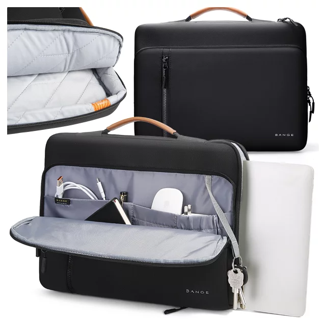 Torba wodoodporna Bange na laptopa do 14" podróżna 34x26x3.5 cm do pracy samolotu męska damska z rączką Czarny