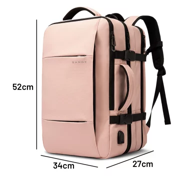 Bange Rucksack Reiserucksack, erweiterbarer Business-Rucksack, geräumige Tasche für 17,3"-Laptops mit USB-Anschluss, Pink