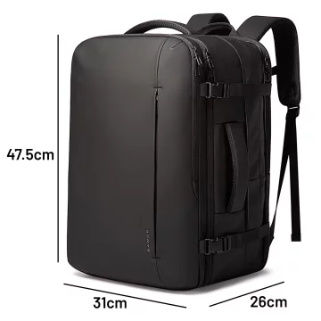 Bange wasserdichter Rucksack für 15,6-Zoll-Laptop, Stadtreisender, 45 x 30 x 16 cm, für Arbeit, Flugzeug, Herren, Damen, mit USB-Anschluss Schwarz