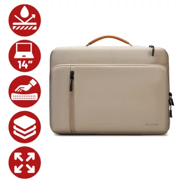 Torba wodoodporna Bange na laptopa do 14" – pojemna i wygodna, odporna i oddychająca, miejska i podróżna do pracy i samolotu, unisex – Beżowa