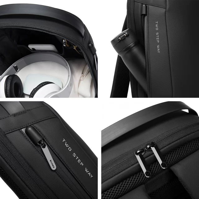 Bange wasserdichter Rucksack für 15,6-Zoll-Laptop, Stadtreisender, 45 x 30 x 16 cm, für Arbeit, Flugzeug, Herren, Damen, mit USB-Anschluss Schwarz