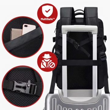 Reiserucksack Bange BackPack Business erweiterbarer Rucksack Geräumige Tasche für 17,3-Zoll-Laptop mit USB-Anschluss Schwarz